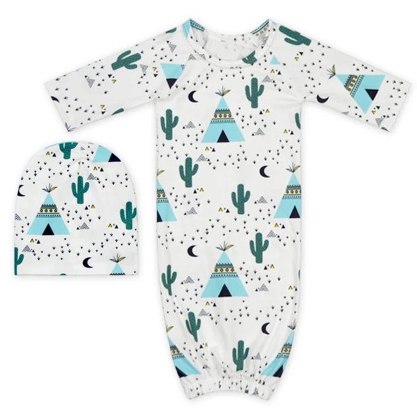 
 Стильное платье для сна для новорожденных, с принтом кактуса, для 2 месяцев, оптовая продажа, милые спальные мешки для маленьких девочек.  