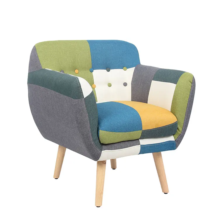 Modern Living Room Simple Design Upholstered Luxury Colorful Patchwork Retro Chairs for Hotel Furniture