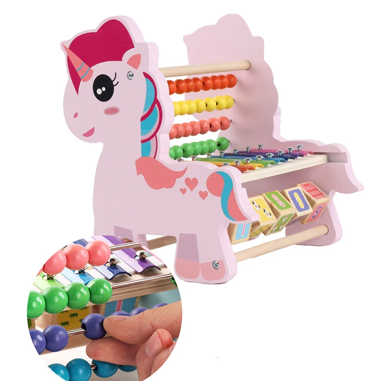 Abacus Math Toys Educational Unicorn Music Instruments Outdoor Wooden Xylophone for Kids