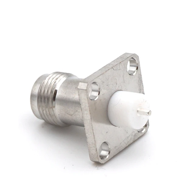 RF Coaxial TNC Female Panel Mount Connector 4 Holes 1 Pin Brass Custom Solder Pot Terminal Solder Flange RF Connector