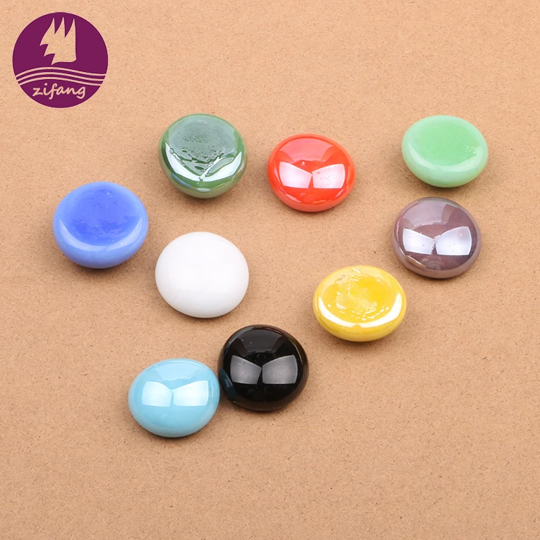 Colored Porcelain Small Flat Bead Stone Half Round Glass Marble Ball