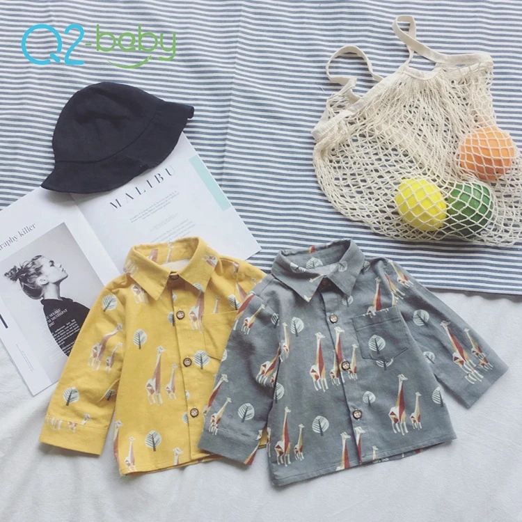 Q2-baby с рисунком героев из мультфильма; Для детей ясельного возраста, раздел-одежда для девочек рубашки с длинными рукавами для маленьких мальчиков