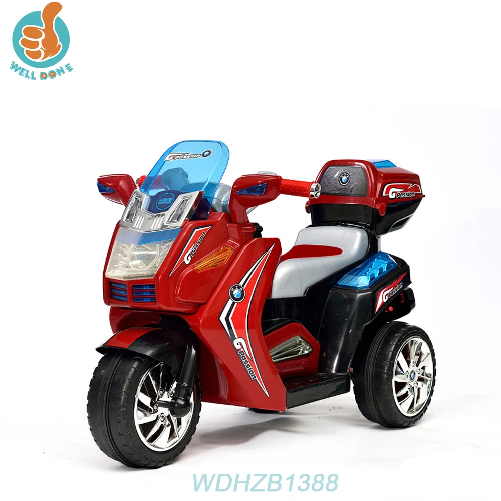 WDHZB1388 Mini Toy Design Plastic Electric Motorcycle New Cool Baby Toy Three Wheels Car Kandi Car