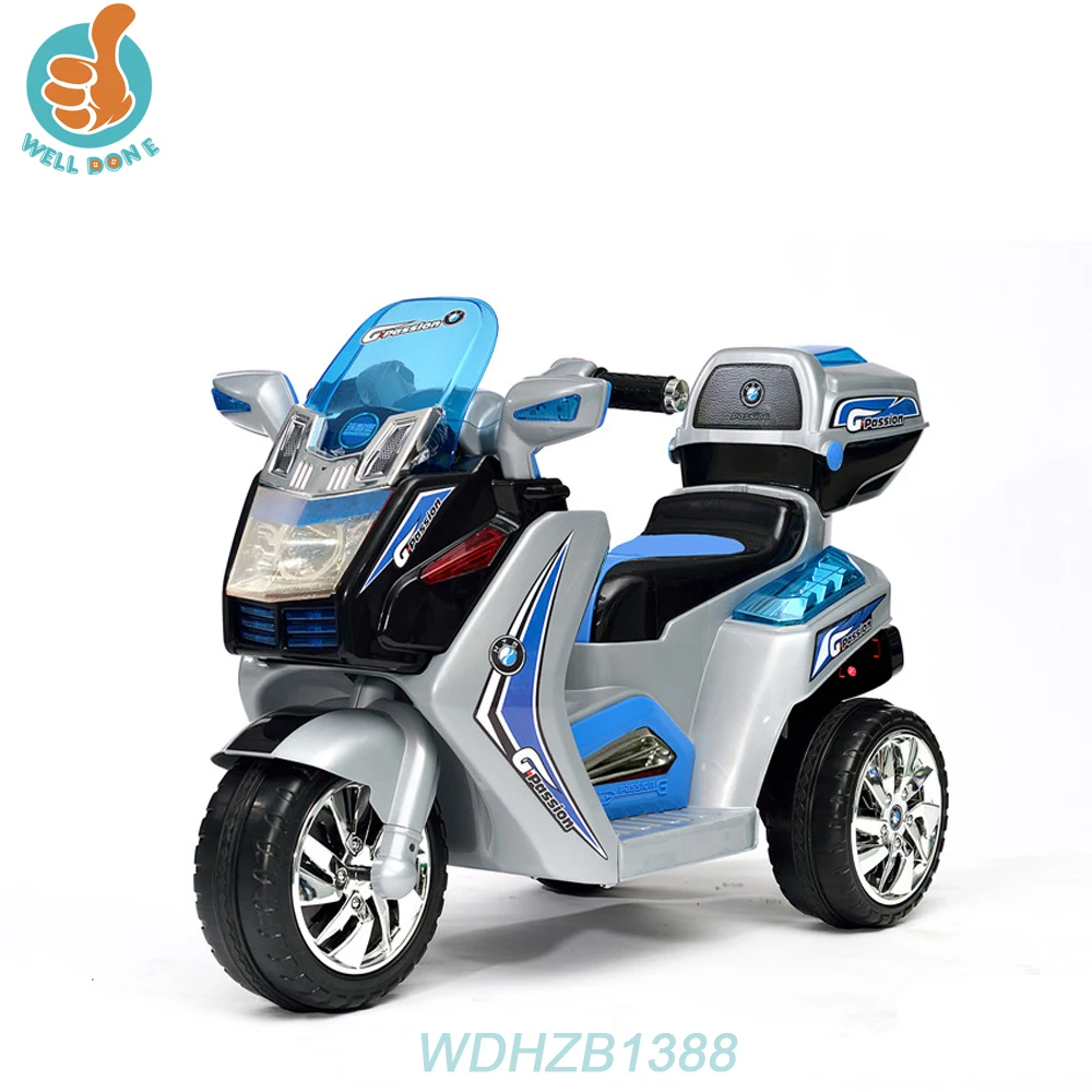 WDHZB1388 Mini Toy Design Plastic Electric Motorcycle New Cool Baby Toy Three Wheels Car Kandi Car