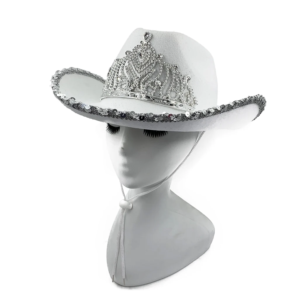 white cowgirl hat with tiara