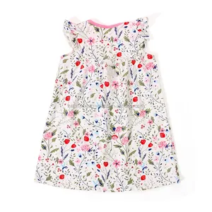 Simple Style Children Cotton Clothes Floral Print Girls Baby Flower Dresses