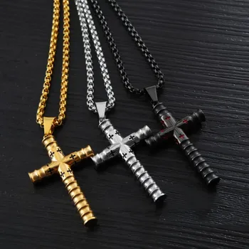 Personalized Vintage Fashion Mens Necklace Pendant Three Tone Christian Jewelry Necklace Cross