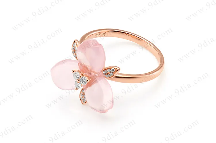 Best Selling AAA Quality Butterfly Tourmaline Pear Cut Diamond 14K Yellow Gold Gemstone Ring for Wedding & Anniversary