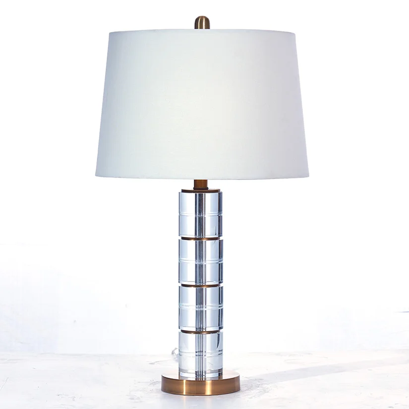 Natural Crystal Table Lamp With Fabric Shade Hotel Lamp