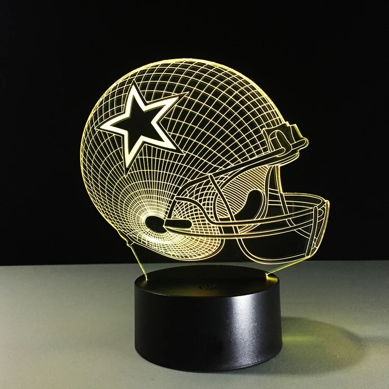 
Dallas Cowboys шлем lamparas 3d светодиодные лампы 7 видов цветов изменения Акриловые USB led Настольная лампа для детей подарок Креативный ночной Светильник декора для дома 