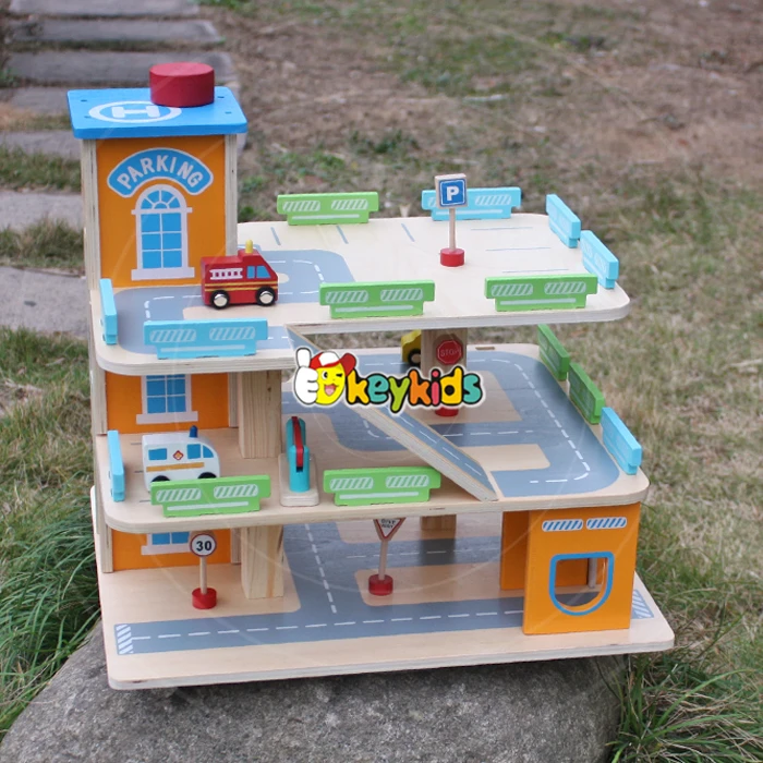 2017 Wholesale Toddlers Wooden Toy Car Parking Garage New Design Kids