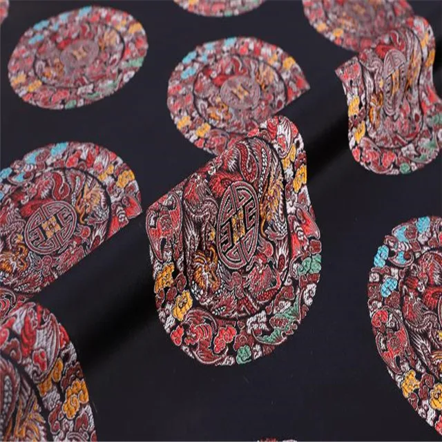 Popular Discount Price Classic Style Factory Nice Colors Traditional Chinese Dragon Jacquard Brocade Polyester Fabric for Robe