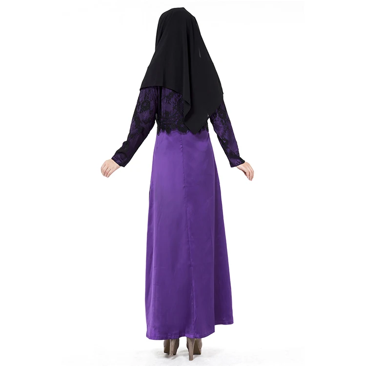 Поддельные две шт Флокирование современные Исламская мусульманское платье Макси