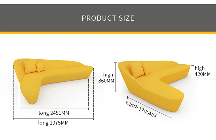 Conference Reception Waiting Sofa with Office Fabric Curved L Shape Sofa for Public Area Modern Furniture Corner Sofa