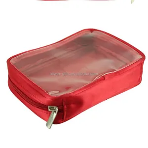 Custom zipper microfiber pvc cosmetic pouch clear