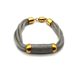 Новейший дизайн 2 мм X 4 Серебряная плетеная сетчатая цепочка женский браслет магнитный браслет с золотым необычным шармом из нержавеющей стали