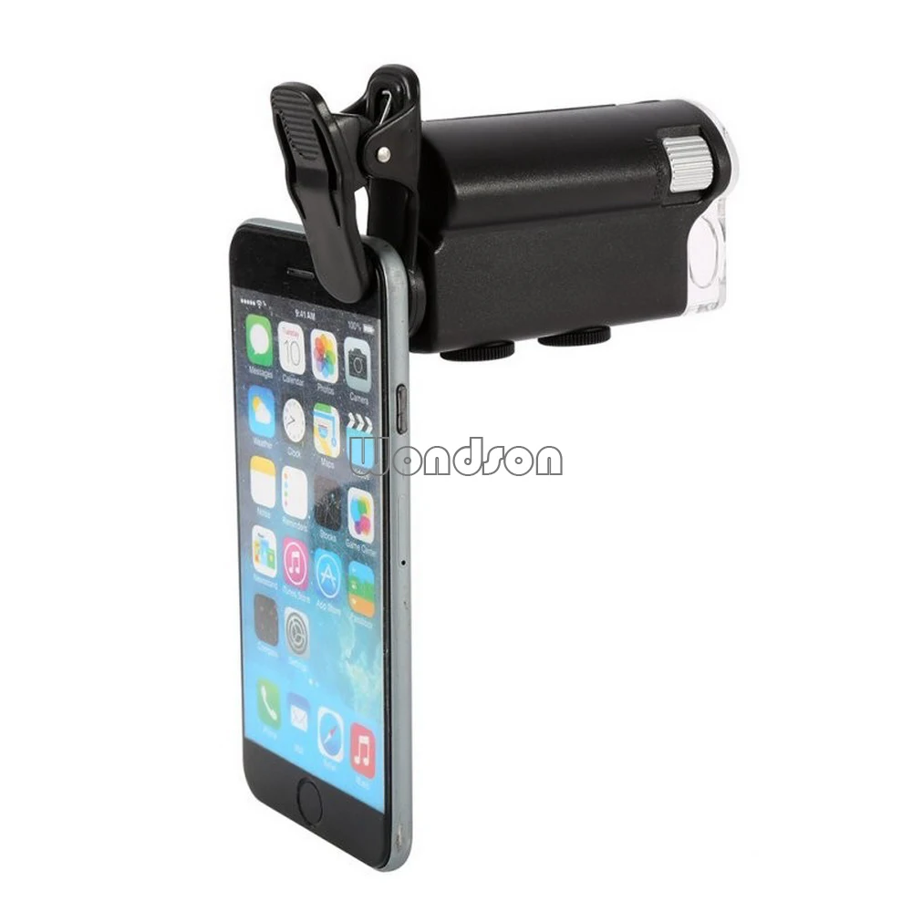 Портативная Лупа для телефона, увеличительное стекло для ювелирных изделий Gem 60-100X, регулируемый микроскоп, увеличительное устройство со светодиодной подсветкой и УФ-светом