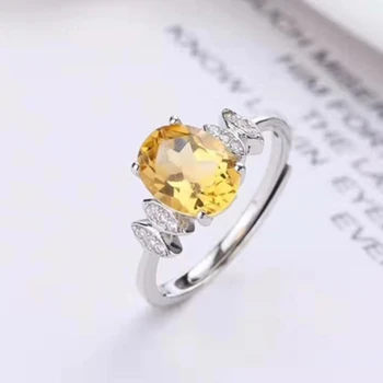 Factory Wholesale Crystal Ring 925 Silver Gold Plated Jewelry Natural Citrine Amethyst Women Ring