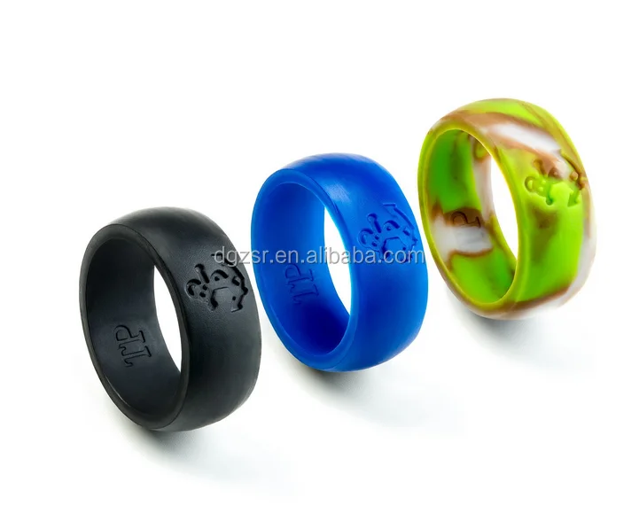 Luxury Anchor Design Silicone Rings for Men with 3 Stylish Black, Aqua and Camouflage Beautiful Designs Included Chosen To Show