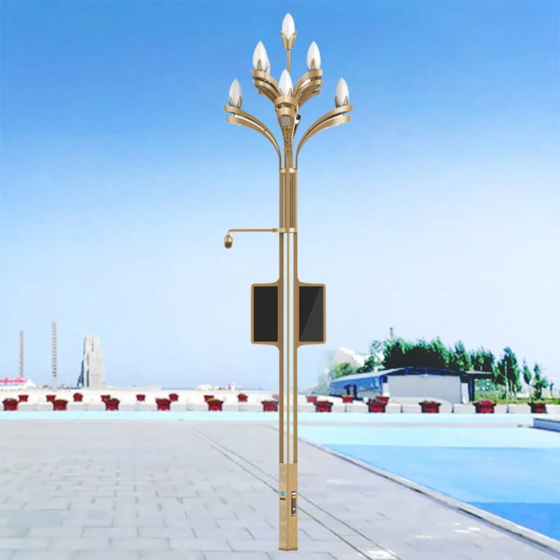 IOT Smart Light Poles Hot Dip Galvanized Street Lights with Camera CCTV for  Smart City With Monitoring Charging LCD Display
