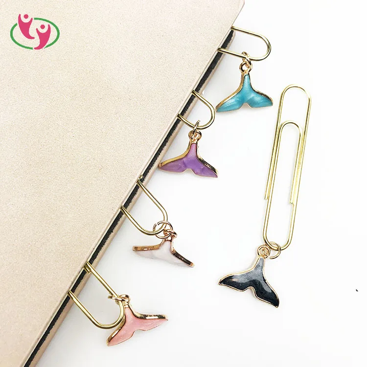 Индивидуальный дизайн яркая рыба причудливая форма хвоста декоративный золотой цвет нержавеющая сталь книжный знак скрепка для бумаги