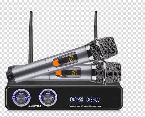 CQA UHF Dual Channel Professional Handheld Wireless Microphone for Karaoke