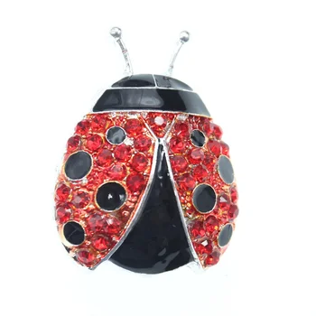 Best Selling Products Wholesale Factory Direct Insect Ladybug Brooch Rhinestone Crystal South Korea Popular Jewelry Brooches Pin
