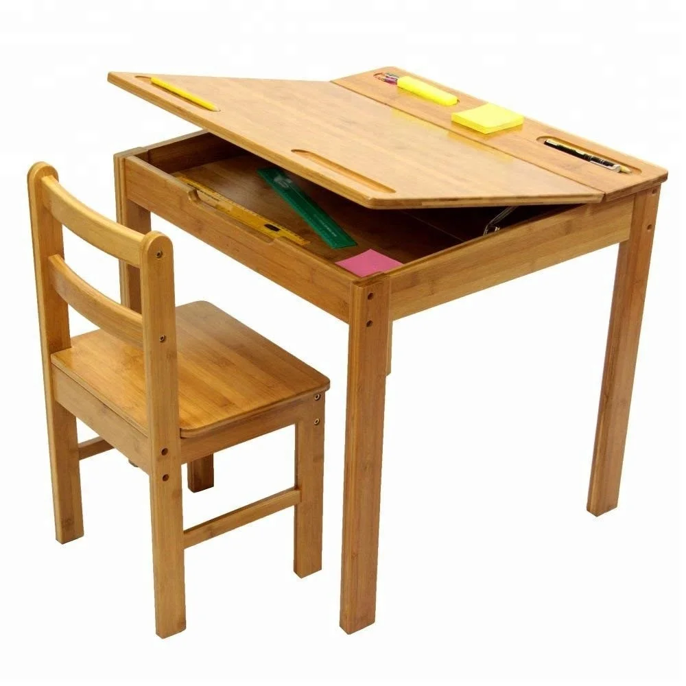 Bamboo Study Table With Chair for Kids Students Kids Table and Chair Set