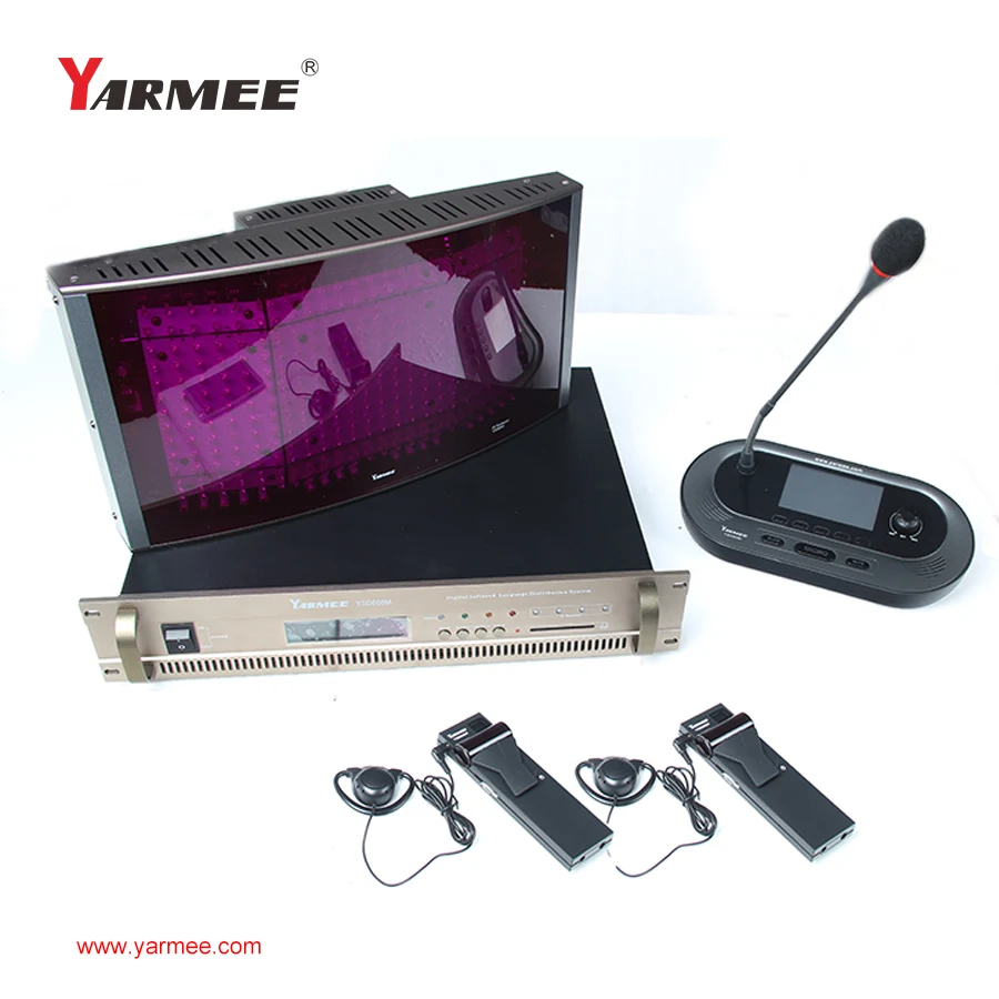 Yarmee digital interpreter console unit with headphones and microphones YSD604I