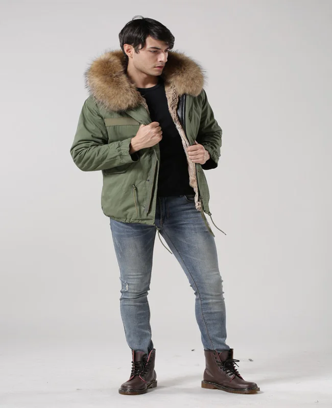 army green jacket with fur