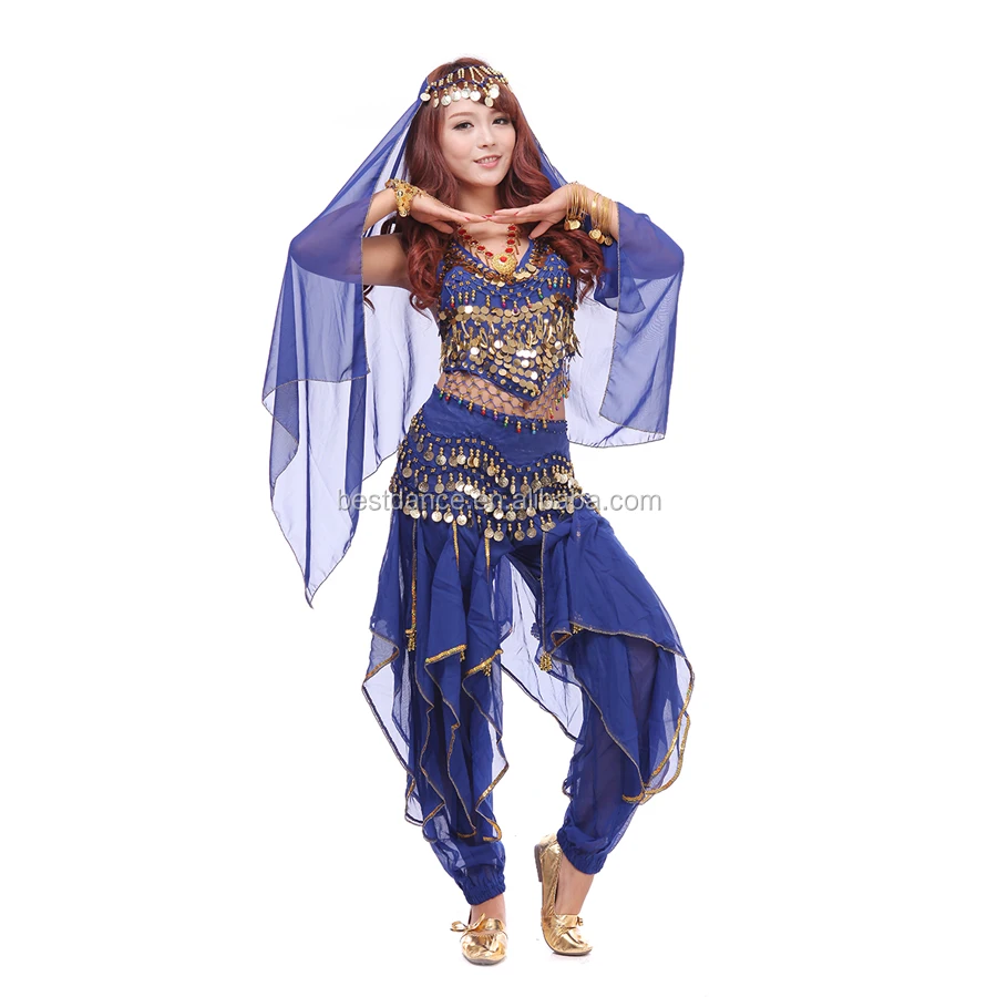 Costume Da Danza Del Ventre Tribale Fusion In Pizzo Rosa E - Foto 2