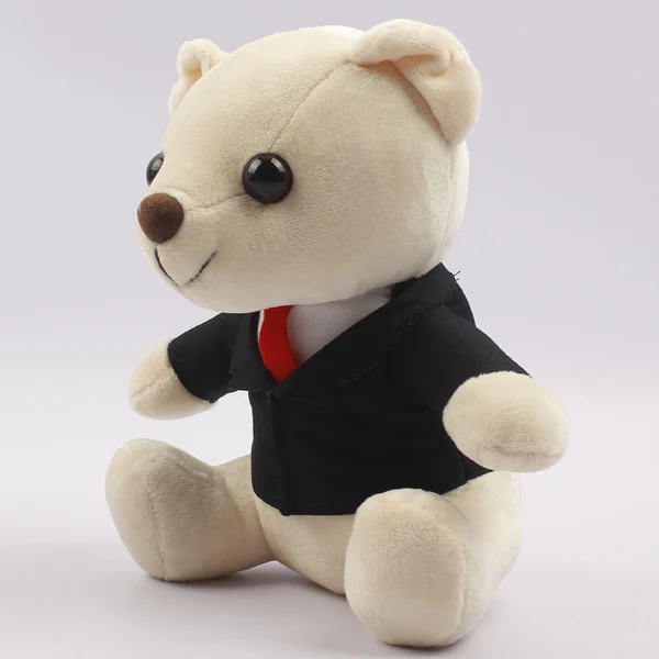 15厘米坐穿西装可爱毛绒玩具批发毛绒熊