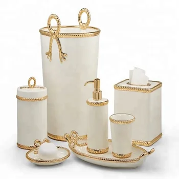 Luxury Modern Household Product Gold Ceramic Bathroom Set