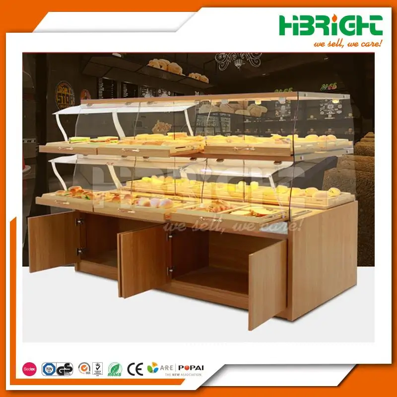 Three Tiers Solid Wood Bread Rack with Acrylic Cover and LED Light - China  Display Wood Bakery Rack, Customized Wood Bakery Rack