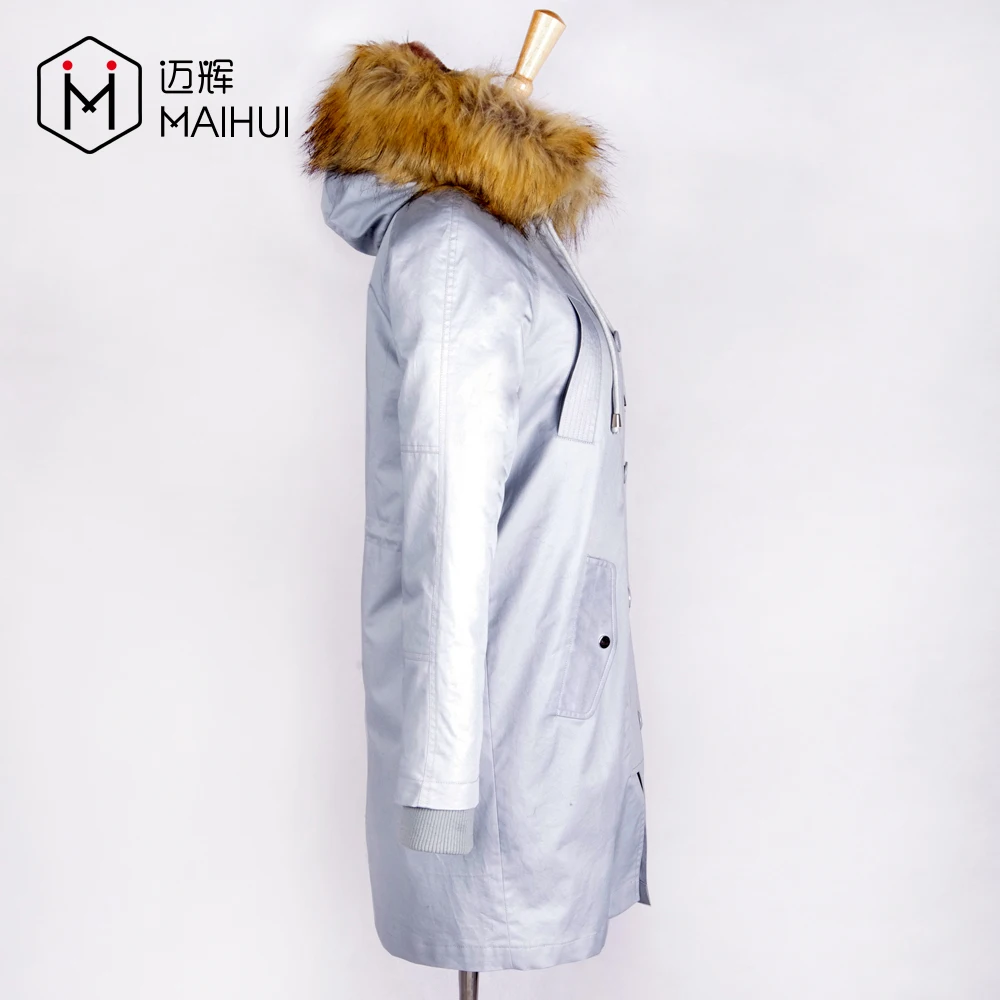 Новая коллекция, женская зимняя парка, куртка с отделкой мехом енота, капюшон, длинная стеганая куртка