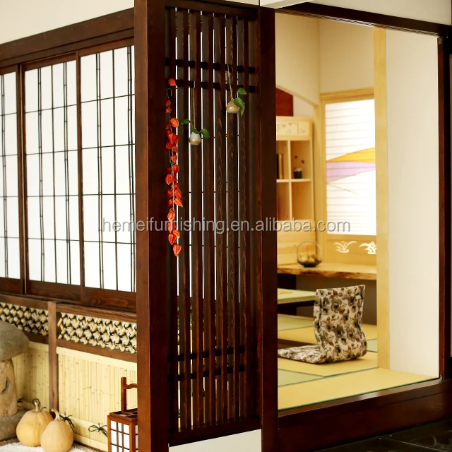solid wooden and non-woven fabric folding shoji screen with 2 colors