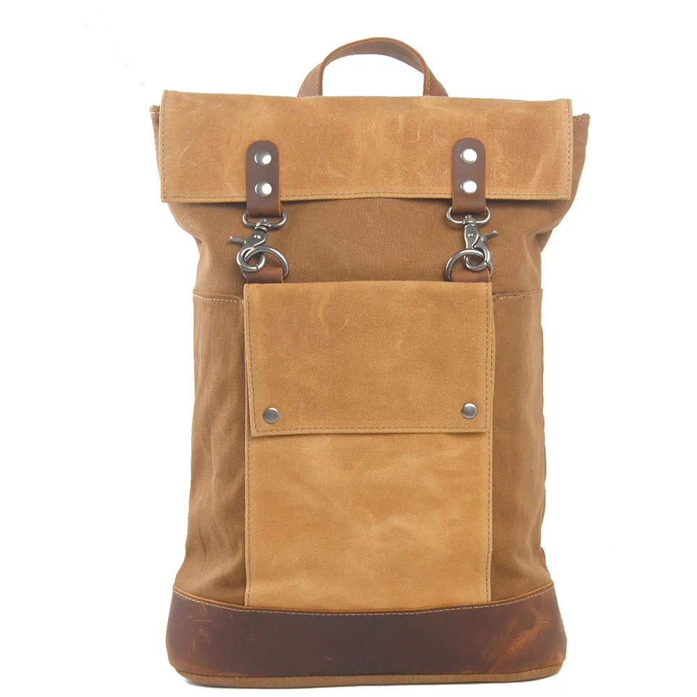 Hot style wholesale waterproof mens vintage canvas outdoor backpack