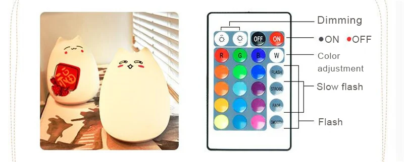Discount LED Night Lamp 7 Colors Colorful USB Rechargeable Cat Kids Silicone  Led Night Light