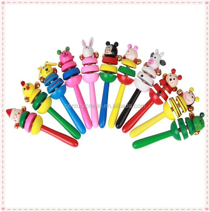 Wooden Musical Baby Wrist Rattles Toy with Hand Rattles Features