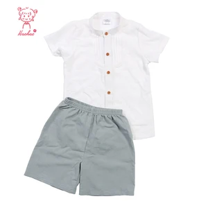 Wholesale Children Boutique Clothing Toddler Boy Short Sleeve Shirt Top Matching Shorts Boy Clothings Set