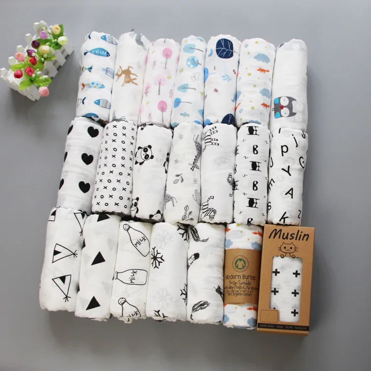 Muslin 100% Cotton Newborn Baby Soft Swaddles Blanket Infant Wrap Stroller Cover 