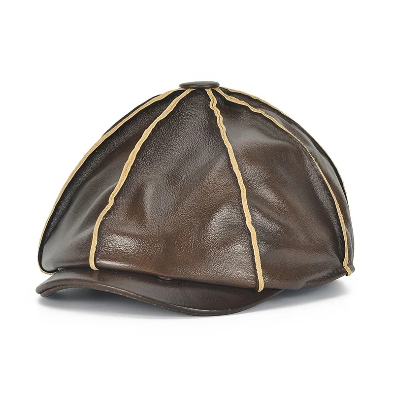 leather 8 panel cap