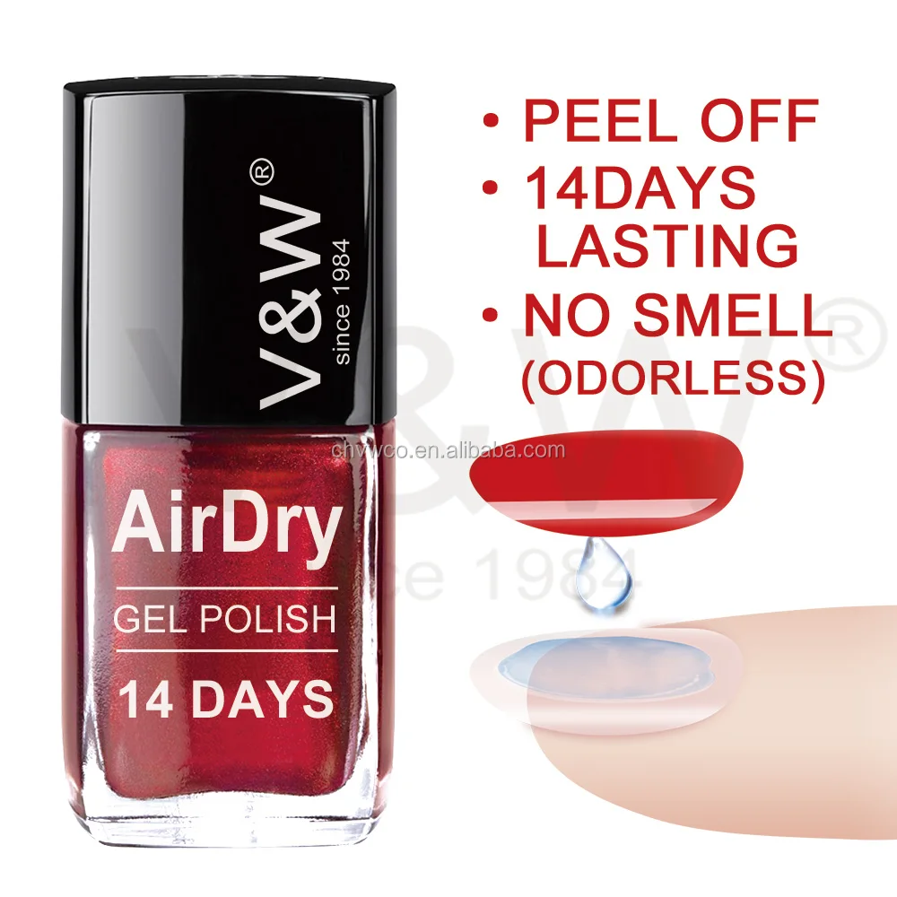 Бесплатный образец private label много цвет peal off air сухой УФ без запаха Лаки bulk лак для ногтей прочного 14 дней