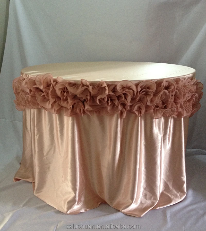 Customized Organza Banquet Table Cloth Wedding Tablecloths Ruffled Skirt Table Cloth Decoration Round Table Cloth Wedding