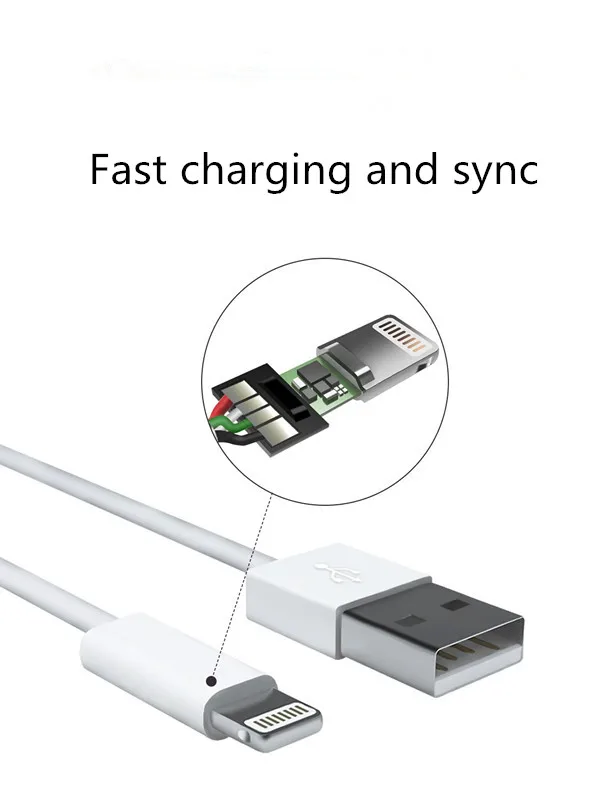 Rayo de cable de 8 Pines iPhone Sync Carga Cable de datos USB para iPhone MFI oro 