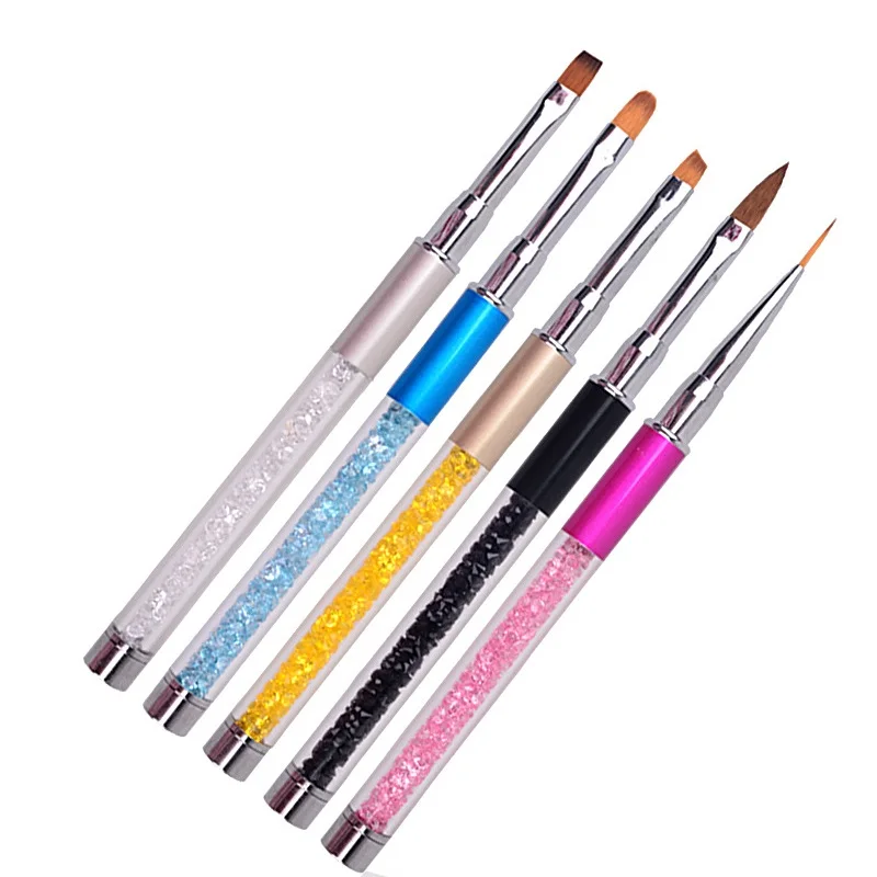 Nail Art Brush Pen Rhinestone Diamond Metal Acrylic Handle Carving Powder Gel Liquid Salon Liner Nail Polish Brush With Cap Buy Nail Polish Brush Acrylic Nail Brush Nail Art Brush Product On Alibaba Com