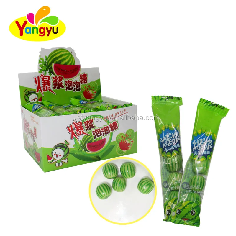 Арбузные пузырьки, жвачка, наполнение желейным джемом