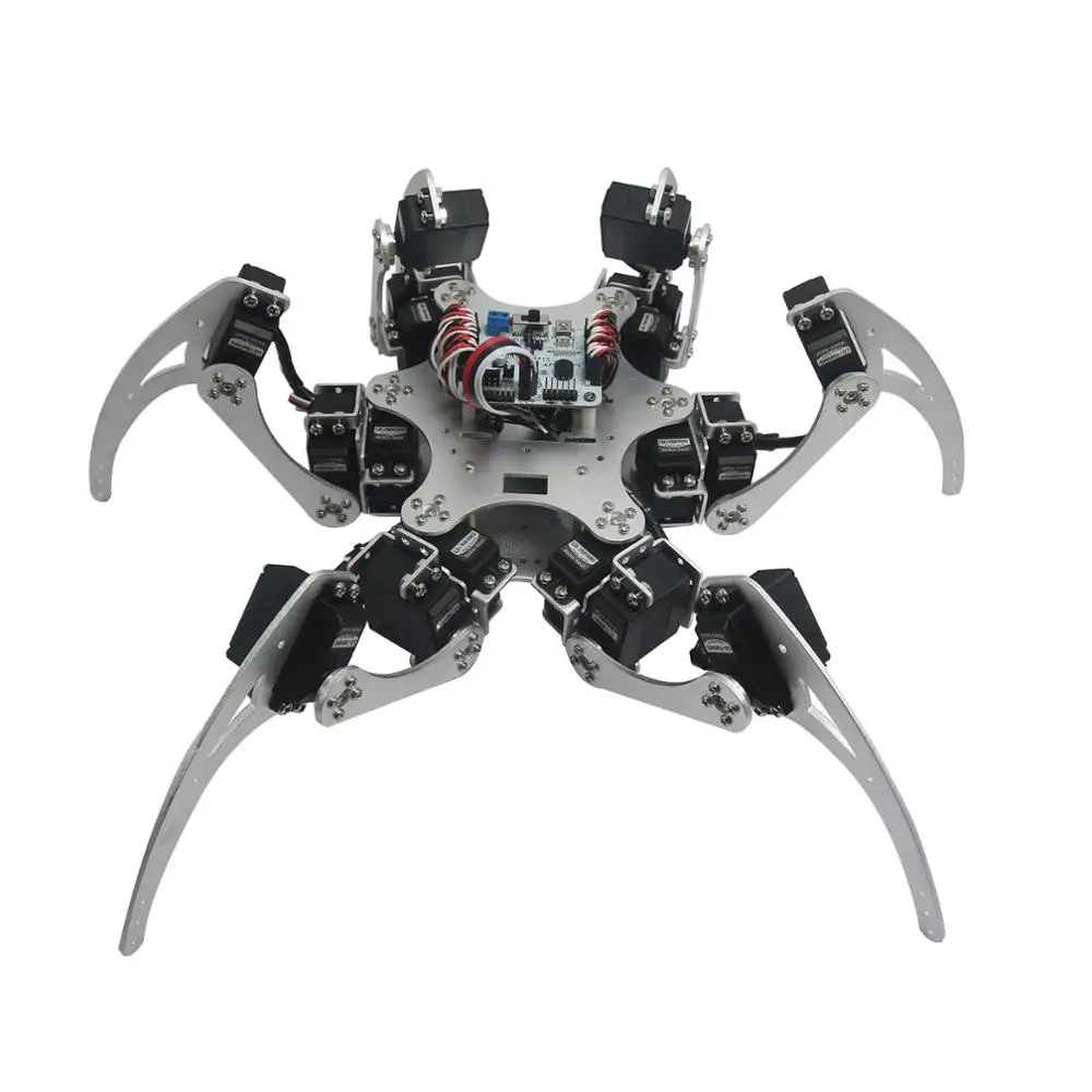 Black Six Legs Alloy Servo 3DOF Hexapod Spider Robot Frame Kit DIY for Arduino 