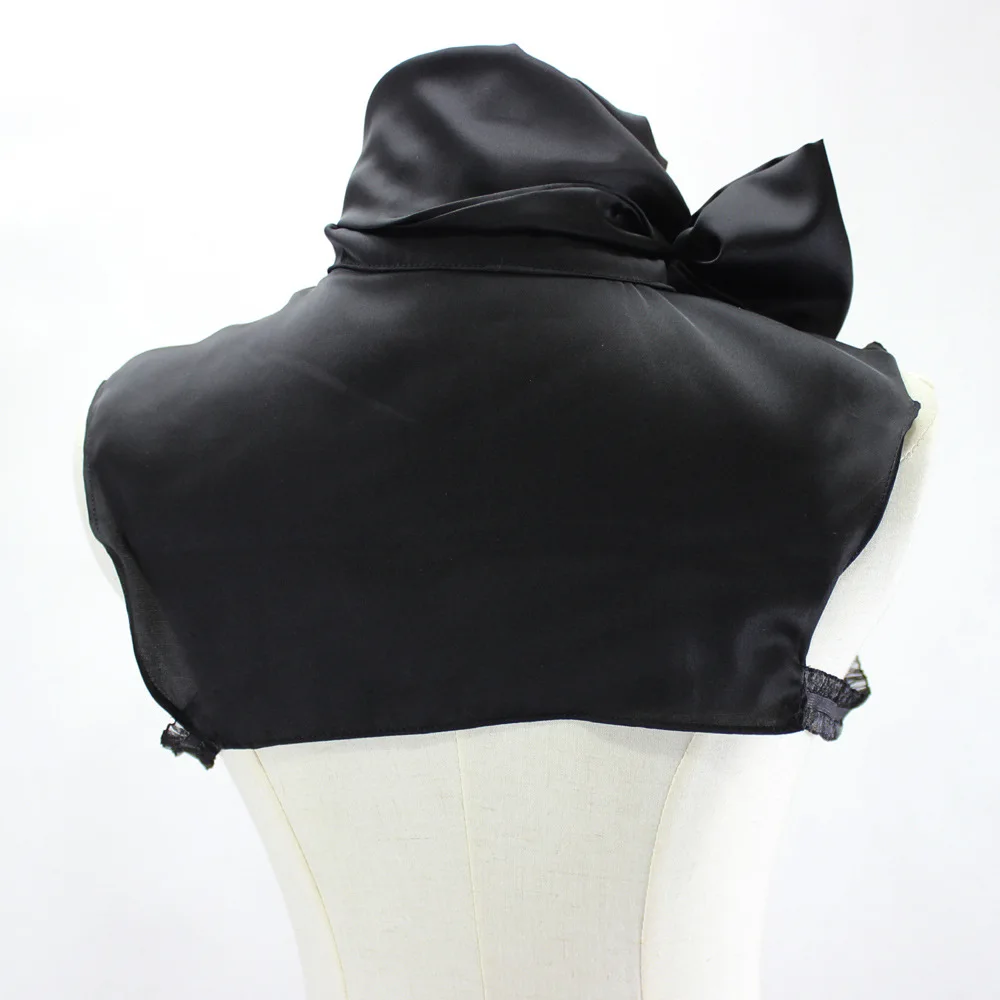 Модная сатиновая черная Съемная женская блузка с капюшоном на заказ, полурубашка с искусственным ложным воротником