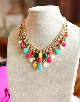 Colored acrylic diamond collarbone chain necklace